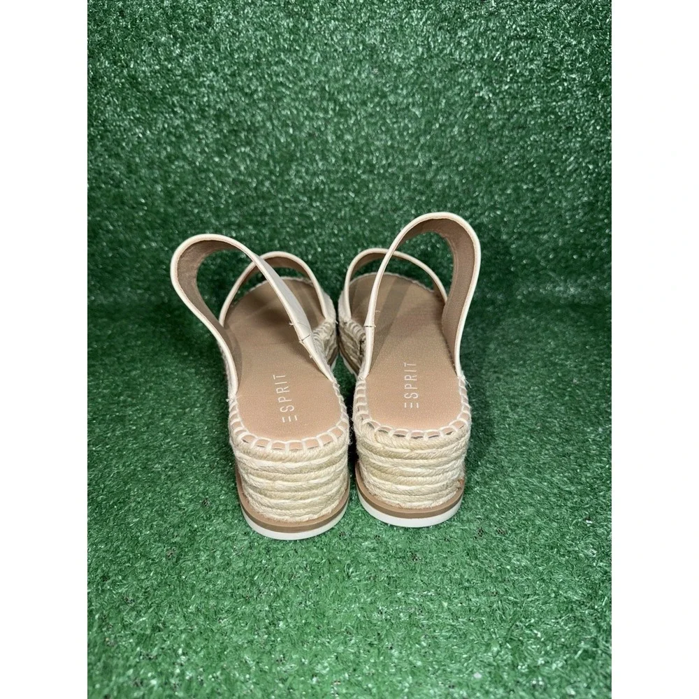 ESPIRIT Womens Size 9 Katalina Wedge Beige Tan Strappy Leather Comfort‎ Sandals